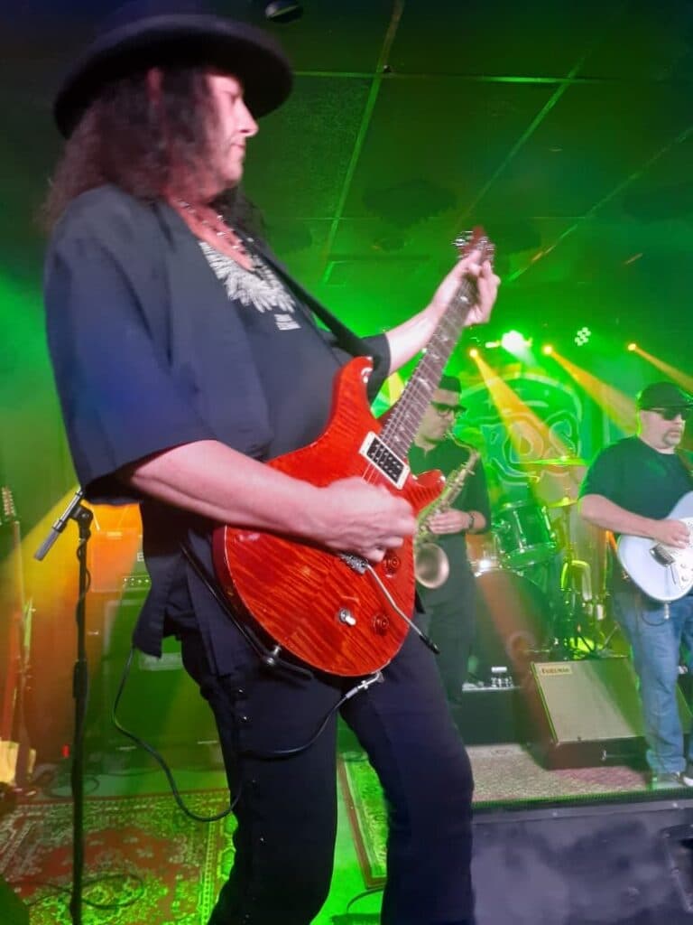 Tony Bullard of The Blue Lords plays at a benefit concert for Mothers and Fathers Against Crime.