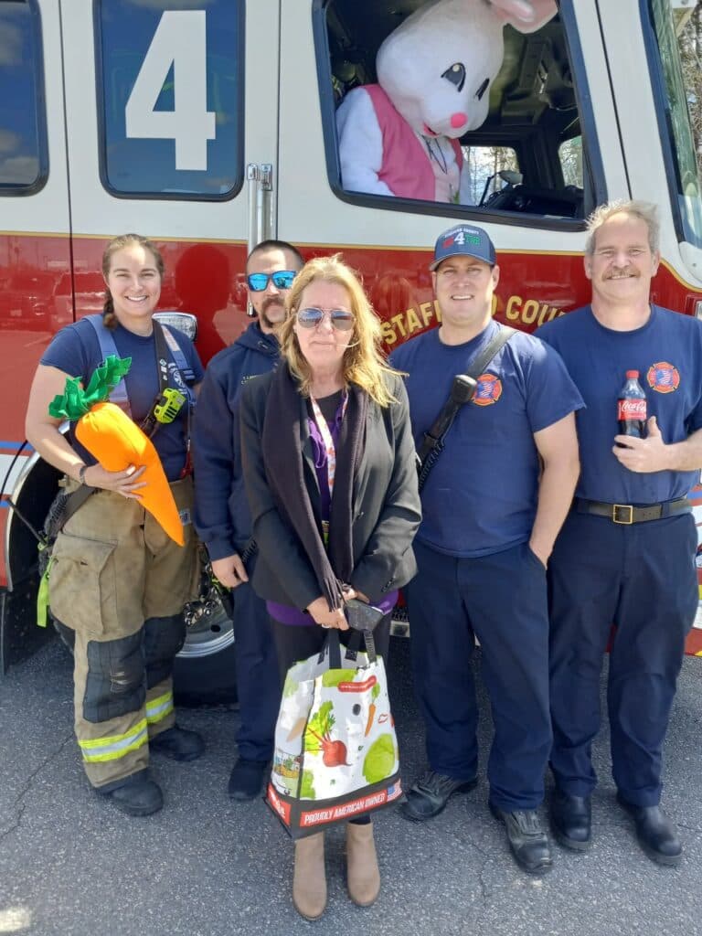 Dianne with Stafford fire department members.